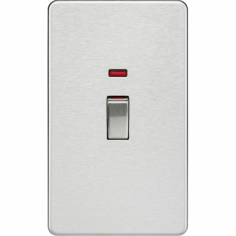 Knightsbridge 45A 2G DP switch with neon - brushed chrome - SF82MNBC, Image 1 of 1