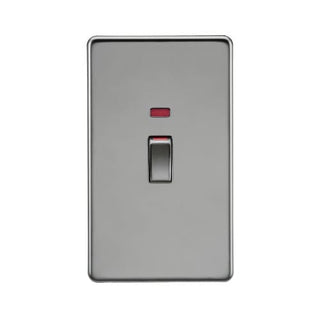 Knightsbridge Screwless 45A 2G DP Switch with Neon - Black Nickel - SF8332NBN