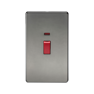 Knightsbridge Screwless 45A 2G DP Switch with Neon - Black Nickel - SF8332NBN