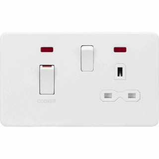 Knightsbridge 45A DP Switch & 13A Socket with Neons - Matt White with White insert - SFR83MNMW