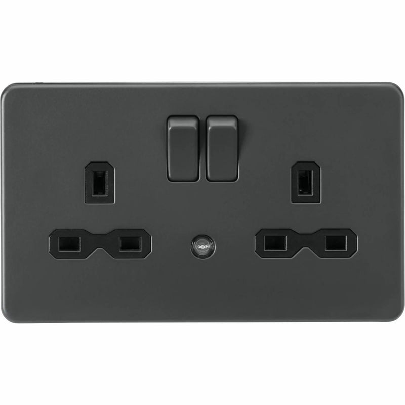 Knightsbridge 13A 2G DP switched socket with night light function - Anthracite - SFR9NLAT, Image 1 of 1