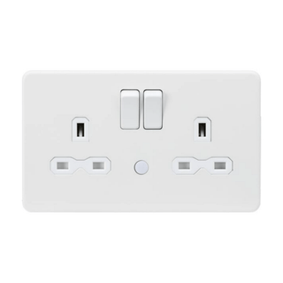 Knightsbridge 13A 2G DP switched socket with night light function - Matt white - SFR9NLMW