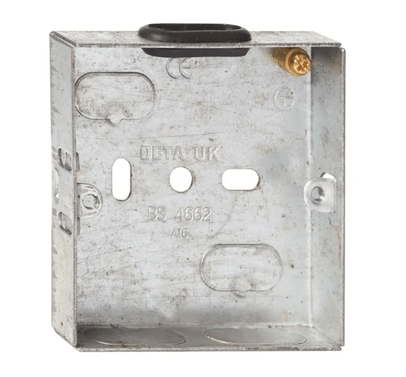Deta 1 Gang 16mm with Oval Entry Metal Back Box - DB152, Image 1 of 1
