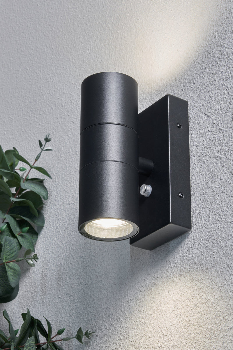 Forum Leto Wall GU10 Up/Downlight with Photocell  IP44 - Black - ZN-34022-BLK, Image 2 of 3