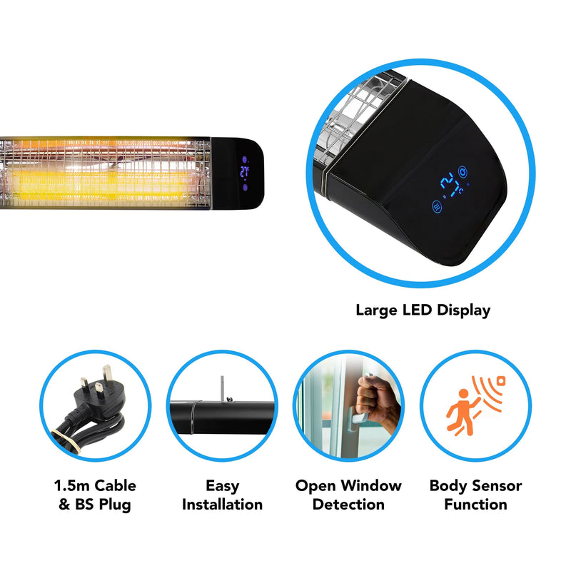 Devola 1.2kW Wi-Fi Patio Radiant Heater - DVPH1200B - Return Unit, Image 3 of 9