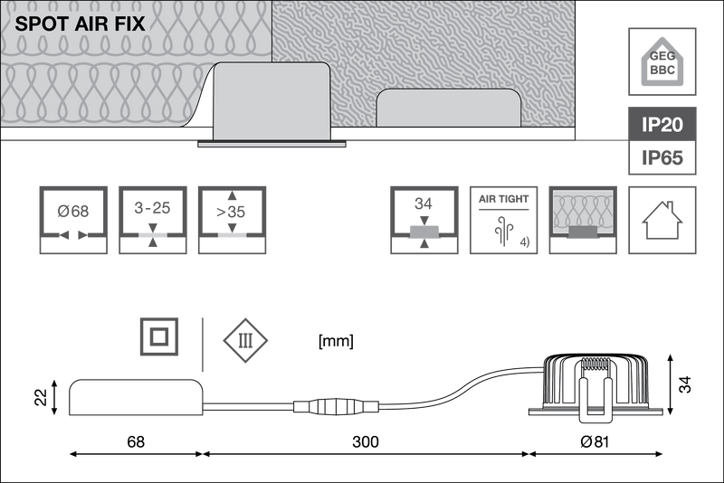 Ledvance SPOT AIR FIX 6W IP65 Dimmable Downlight Silver, Warm White - 799981 - SAF06D30S, Image 5 of 6
