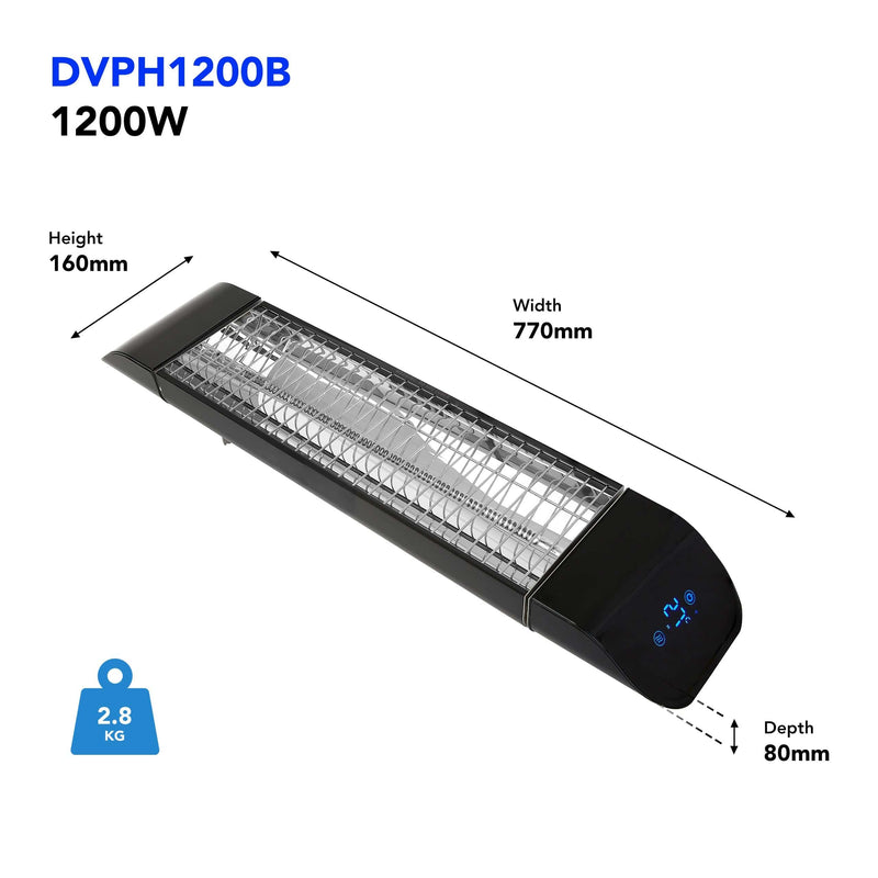 Devola 1.2kW Wi-Fi Patio Radiant Heater - DVPH1200B - Return Unit, Image 5 of 9