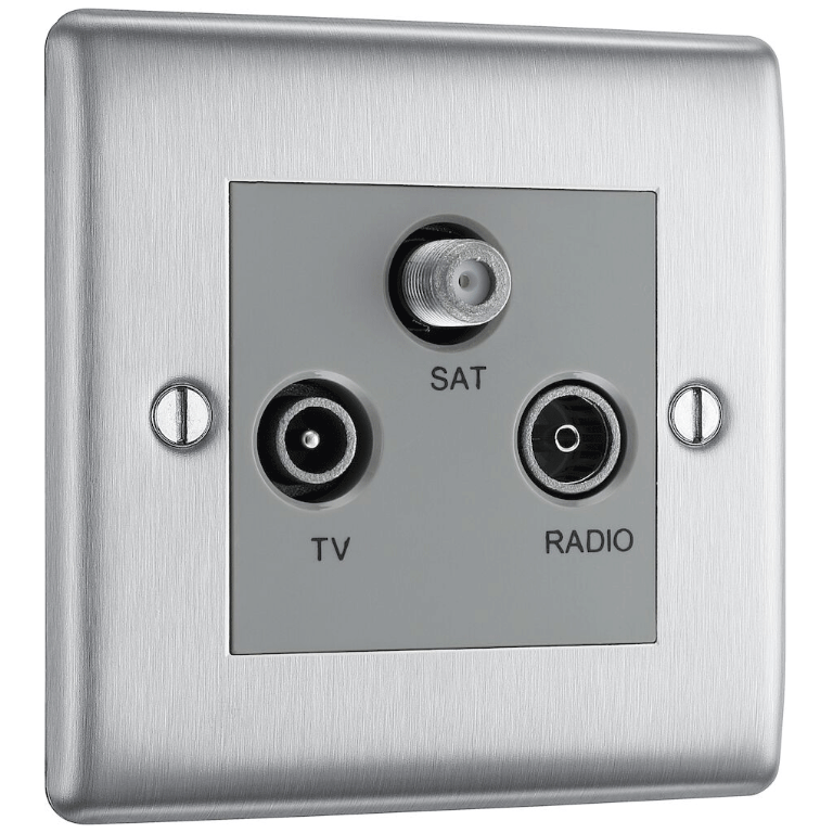 BG Nexus Metal Brushed Steel Triplex Tv/Fm, 2G Scrd - NBS67, Image 1 of 1