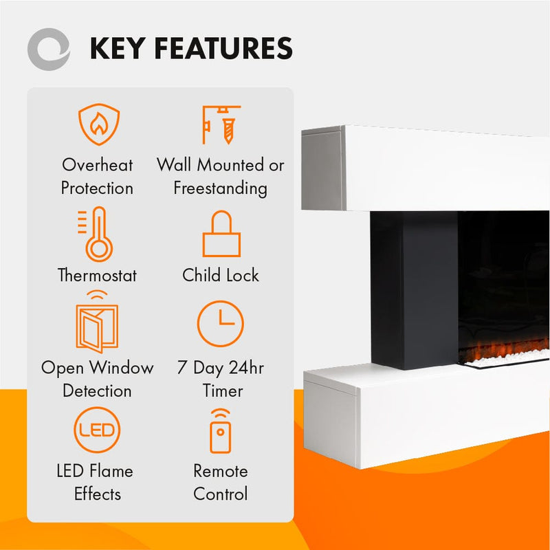 Devola Haslemere 2kW Optiflame Effect Electric Fireplace Suite – DVWF201GW - Return Unit, Image 2 of 10