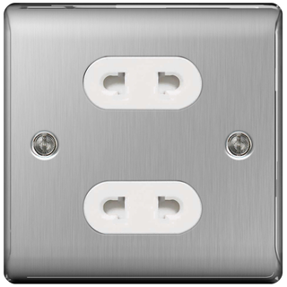 BG Nexus Metal 16A Unswitched Euro Socket - Grey Insert - Brushed 

Steel - NBS98W