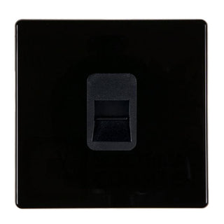 Hamilton Hartland CFX 1 Gang Screwless Slave Telephone Socket - Jet Black with Black Insert  - 7BCTCSB