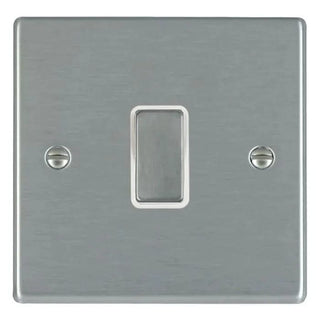 Hamilton Hartland 10A 1 Gang 2 Way Light Switch - Satin Steel with White Insert  - 74R21SS-W