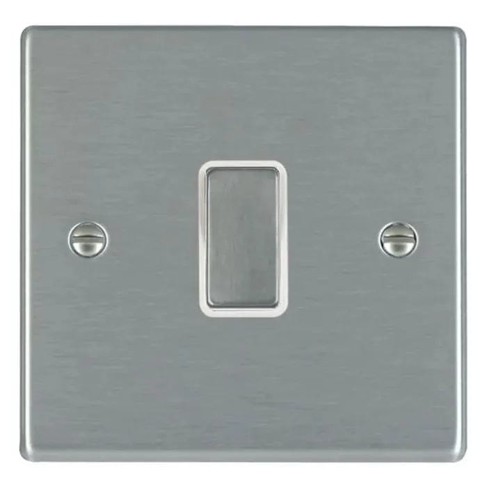 Hamilton Hartland 10A 1 Gang 2 Way Light Switch - Satin Steel with White Insert  - 74R21SS-W, Image 1 of 1