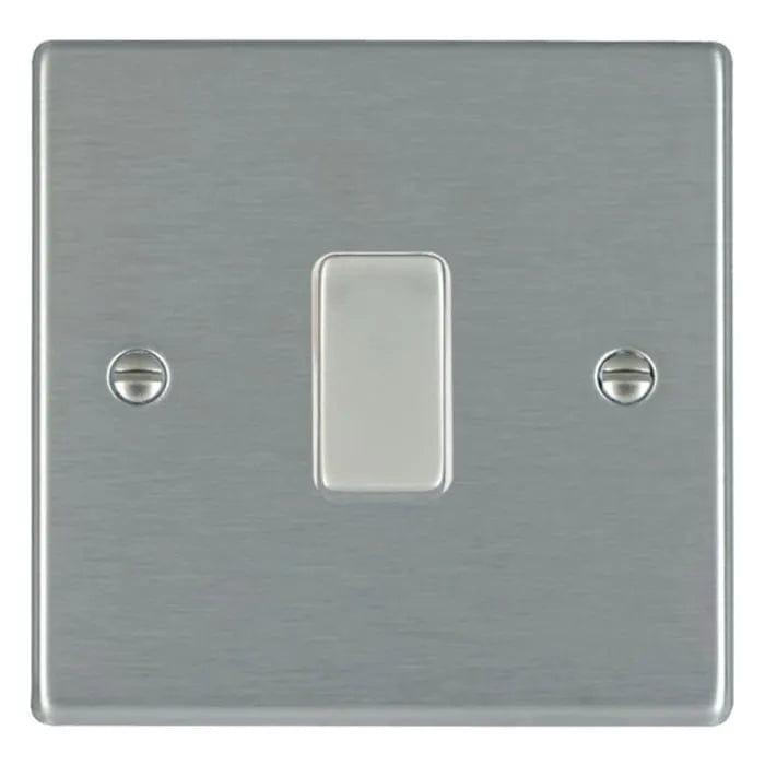 Hamilton Hartland 10A 1 Gang Intermediate Light Switch - Satin Steel with White Insert  - 74R31SS-W, Image 1 of 1