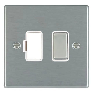 Hamilton Hartland 13A 1 Gang Switched Fused Spur - Satin Steel with White Insert  - 74SPSS-W