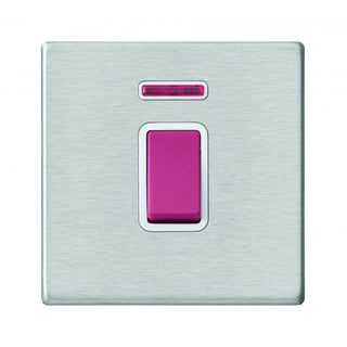 Hamilton Hartland G2 45A 1 Gang Screwless DP Cooker Switch with Neon - Satin Steel with White Insert  - 7G2445NW