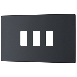 BG Evolve 3 Gang Grid Front Plate - Matt Grey (Black) - RPCDMG3B