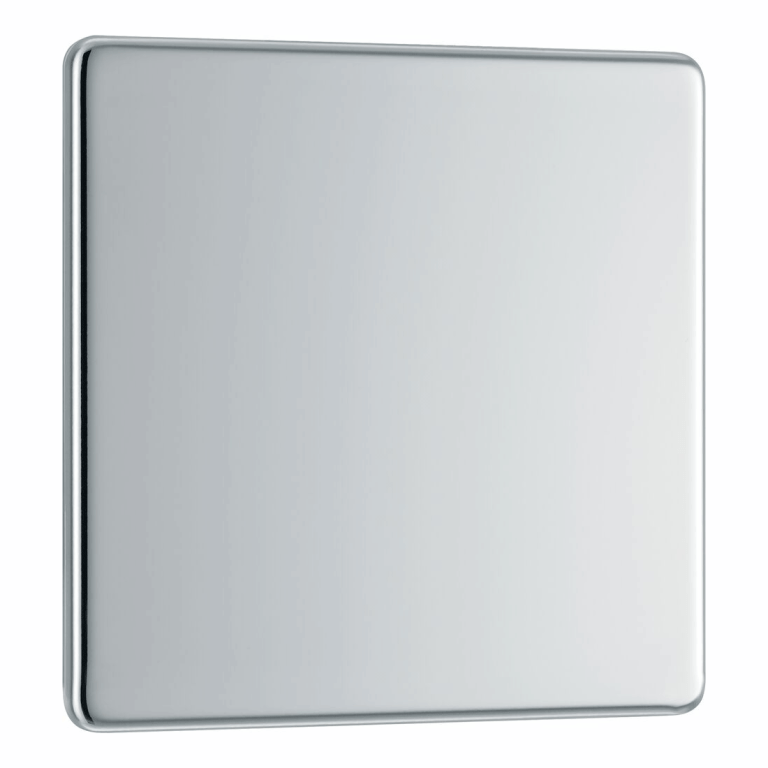 BG Screwless Flatplate Polished Chrome Single Blank Plate - FPC94, Image 1 of 3