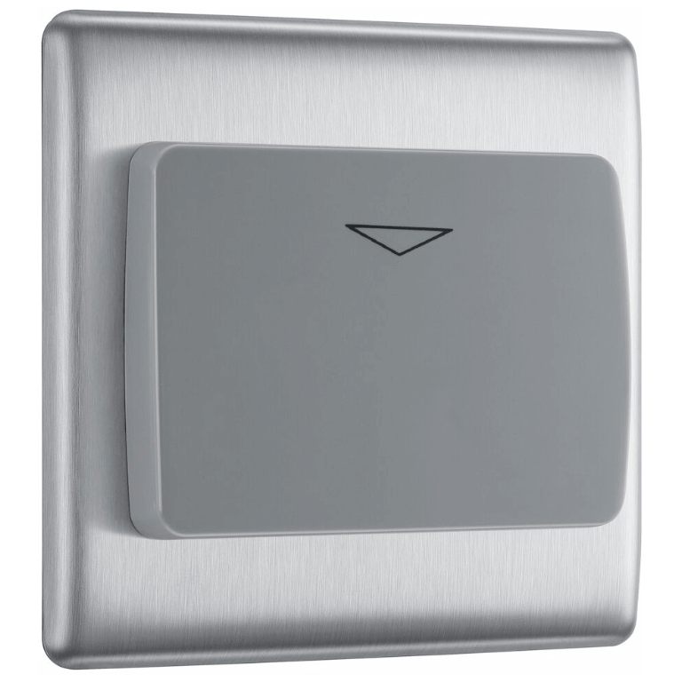 BG Nexus Metal Hotel Key Card Switch 16A - Grey Insert - Brushed Steel - NBSKYCSG, Image 1 of 1