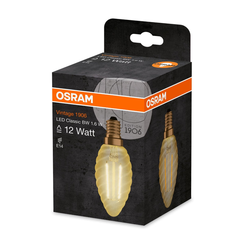 Osram 1.4W Vintage Gold LED Twisted Candle Bulb E14/SES Very Warm White - 293243, Image 4 of 4