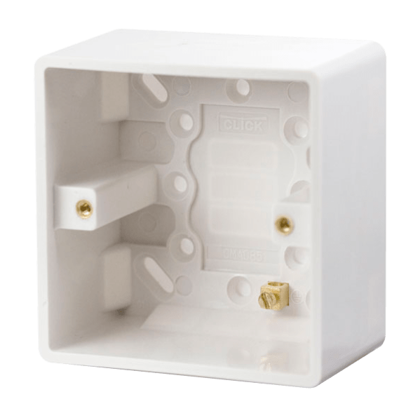 Click Scolmore Mode 1 Gang 47mm Pattress Box Polar White - CMA085, Image 1 of 1