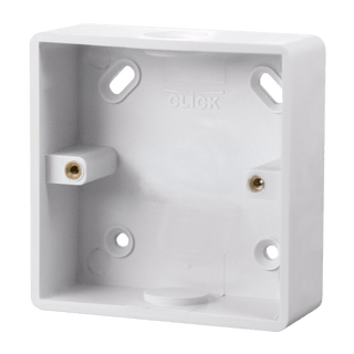 Click Scolmore Mode 1 Gang 29mm PVC Pattress Box Polar White - CMA240