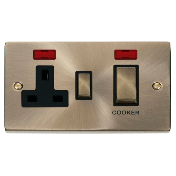 Click Scolmore Deco Ingot 45A Cooker Switch Unit with 13A 2 Pole Neon Switched Socket - VPAB505BK, Image 1 of 1