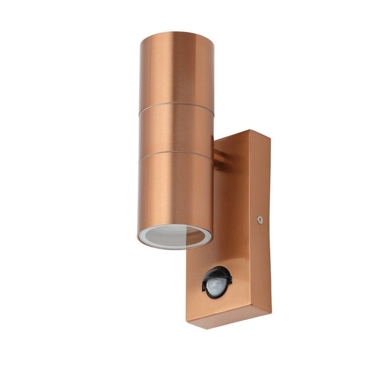 Forum Leto Wall GU10 Up/Downlight with PIR IP44 - Copper - ZN-29179-COP, Image 1 of 1