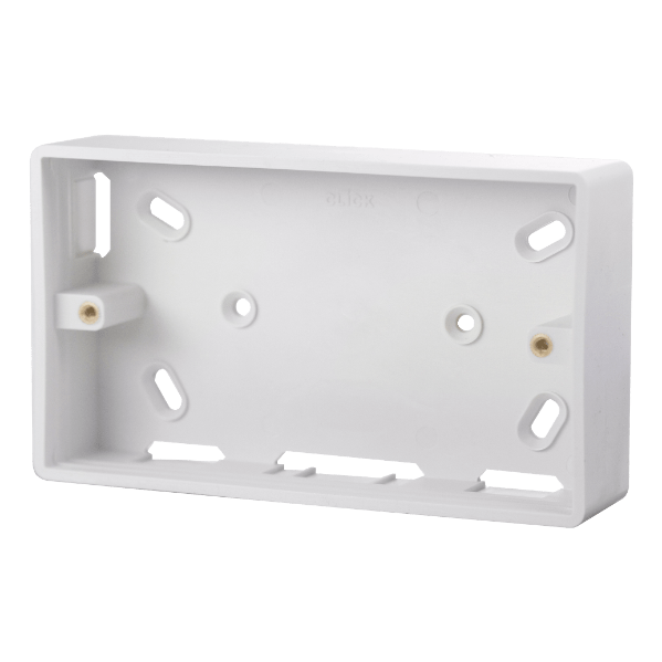 Click Scolmore Mode 2 Gang 29mm PVC Pattress Box Polar White - CMA235, Image 1 of 1