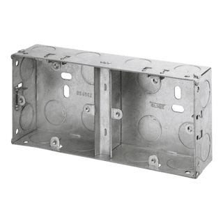 Click Scolmore Essentials 1+1 Dual Deco 35MM K/O Galvanised Metal Back Box - WA370
