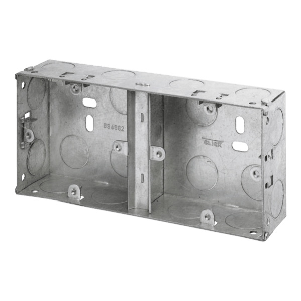 Click Scolmore Essentials 1+1 Dual Deco 35MM K/O Galvanised Metal Back Box - WA370, Image 1 of 1