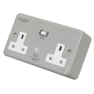Greenbrook PowerBreaker RCD Twin Socket Metal Pas - H22-MP