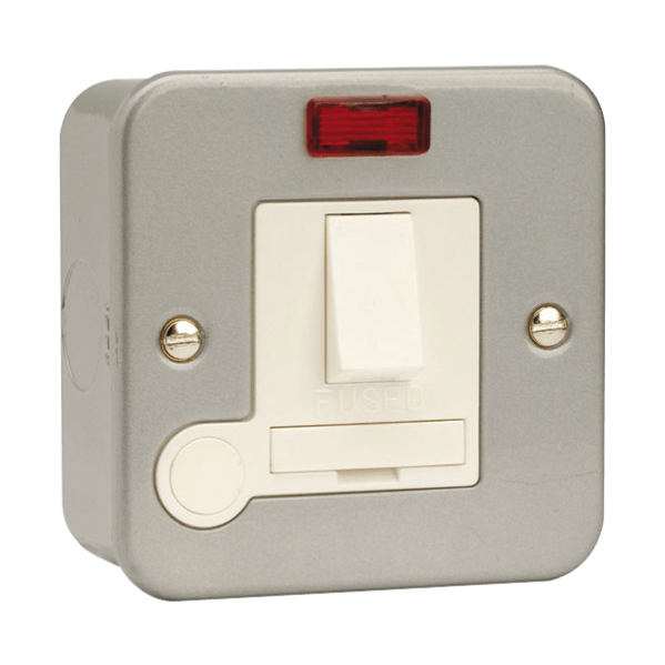 Click Scolmore Essentials Metal Clad 13A Fused Spur Switched Connection Unit With Neon - CL052, Image 1 of 1