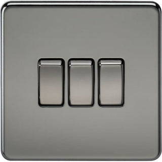 Knightsbridge Screwless 10AX 3G 2-Way Switch - Black Nickel - SF4000BN