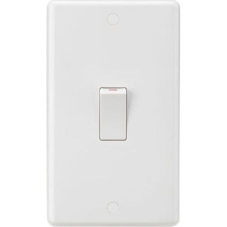 Knightsbridge Curved Edge 45A 2G DP Switch (White Rocker) - White - CU8332W