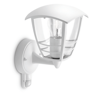 Philips Creek 60W E27 (UP) Wall Lantern With PIR IP44 Dimmable White - 915002791202 - 153883116