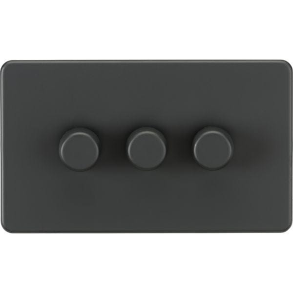 Knightsbridge Screwless 3G 2-way 10-200W (5-150W LED) trailing edge dimmer - Anthracite - SF2183AT, Image 1 of 1
