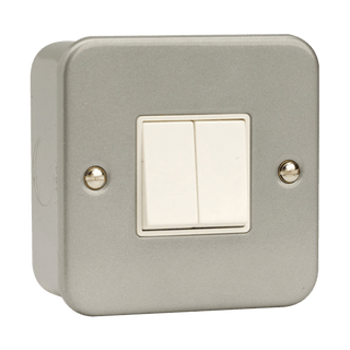 Click Scolmore Essentials Metal Clad 2 Gang 2 Way 10A Switch (No K/O) - CL012B