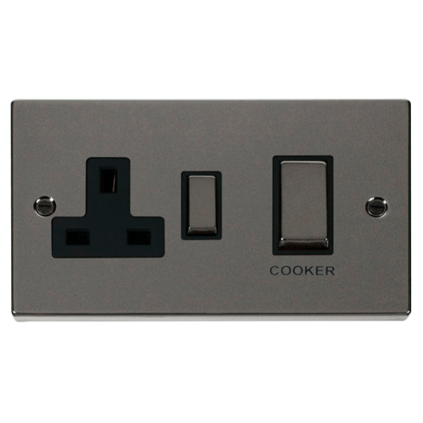 Click Scolmore Deco Ingot 45A Cooker Switch Unit with 13A 2 Pole Switched Socket - VPBN504BK, Image 1 of 1
