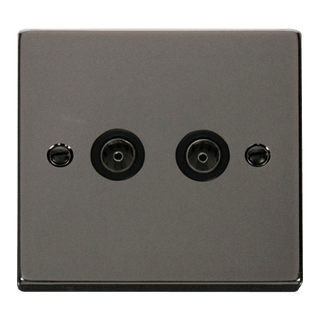 Click Scolmore Deco 2 Gang Non-Isolated Co-Axial Socket - VPBN066BK