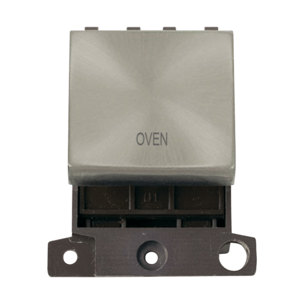 Click Scolmore MiniGrid 20A Double-Pole Ingot Oven Switch Satin Chrome - MD022SC-OV, Image 1 of 1