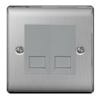 BG Nexus Metal Brushed Steel Slave Telephone Socket - NBSBTS2