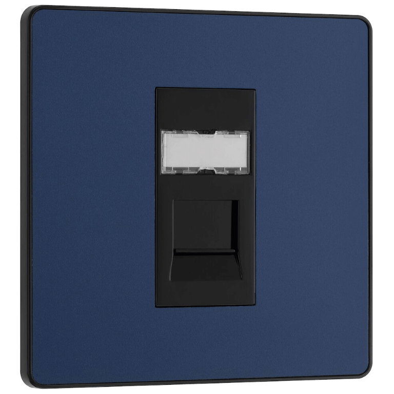 BG Evolve Matt Blue Single RJ45 Cat 6 Data Outlet Ethernet Socket - PCDDBRJ451B, Image 1 of 3