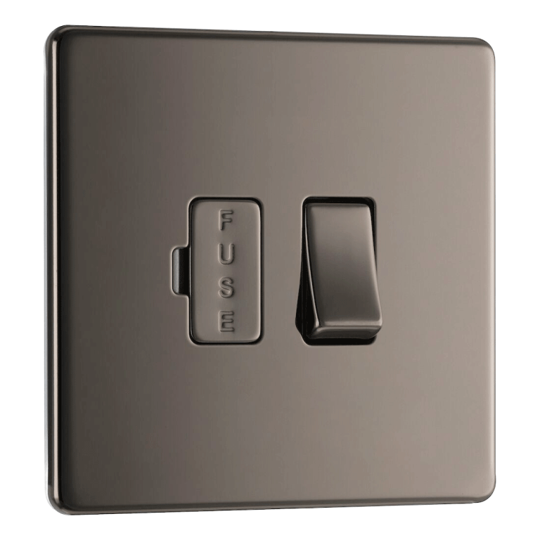 BG Screwless Flatplate Black Nickel Switched 13A Fused Connection Unit - FBN50, Image 1 of 4