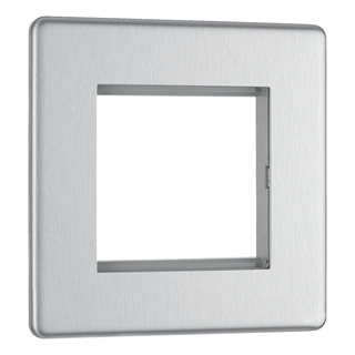BG Flat Plate Brushed Steel 2 Mod Sq Front Plate - FBSEMS2