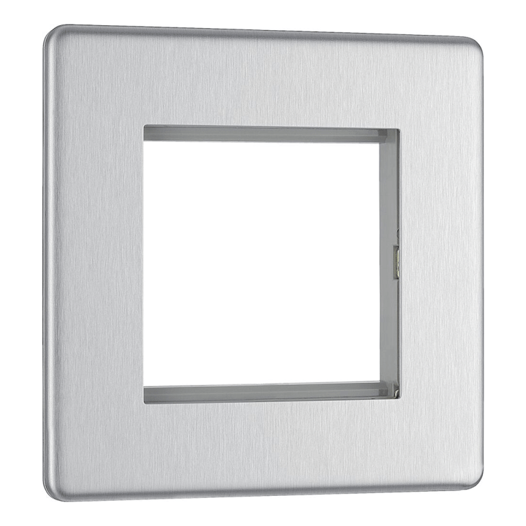 BG Flat Plate Brushed Steel 2 Mod Sq Front Plate - FBSEMS2, Image 1 of 3
