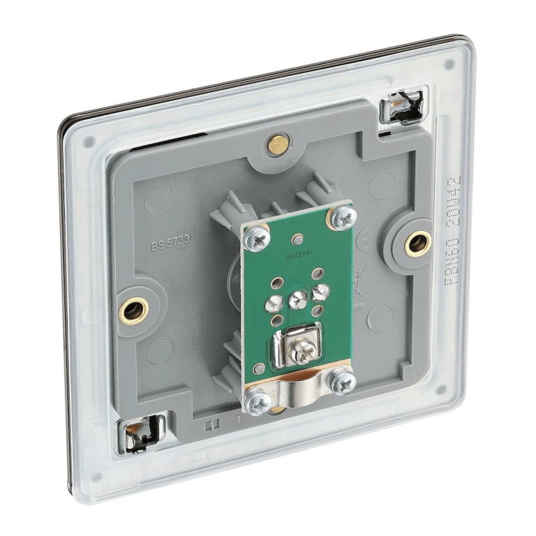 BG Screwless Flatplate Black Nickel Single Socket For Tv Or Fm Co-Axial Aerial Connection - FBN60, Image 2 of 2