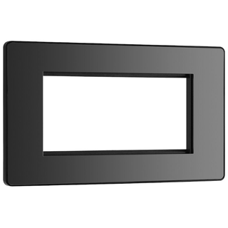 BG Evolve Black Chrome Grid 4 Gang Euro Module Front Plate - PCDBCEMR4B