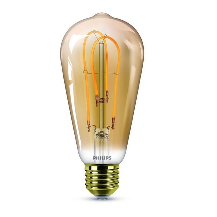 Philips 5W Vintage Gold LED E27 Squirrel Cage Spiral Filament - Amber Warm White - 929001392001, Image 1 of 1
