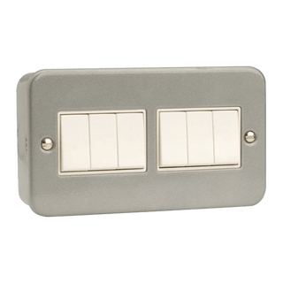 Click Scolmore Essentials Metal Clad 6 Gang 2 Way 10A Plate Switch - CL105